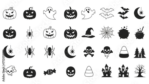 Halloween Vector Icon Set Festival Elements Illustration AI EPS PNG JPEG