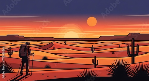 Desert Hiker Sunset.