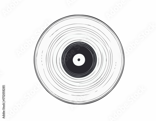 Old vinyl record retro hand drawn sketch Vector illustration.