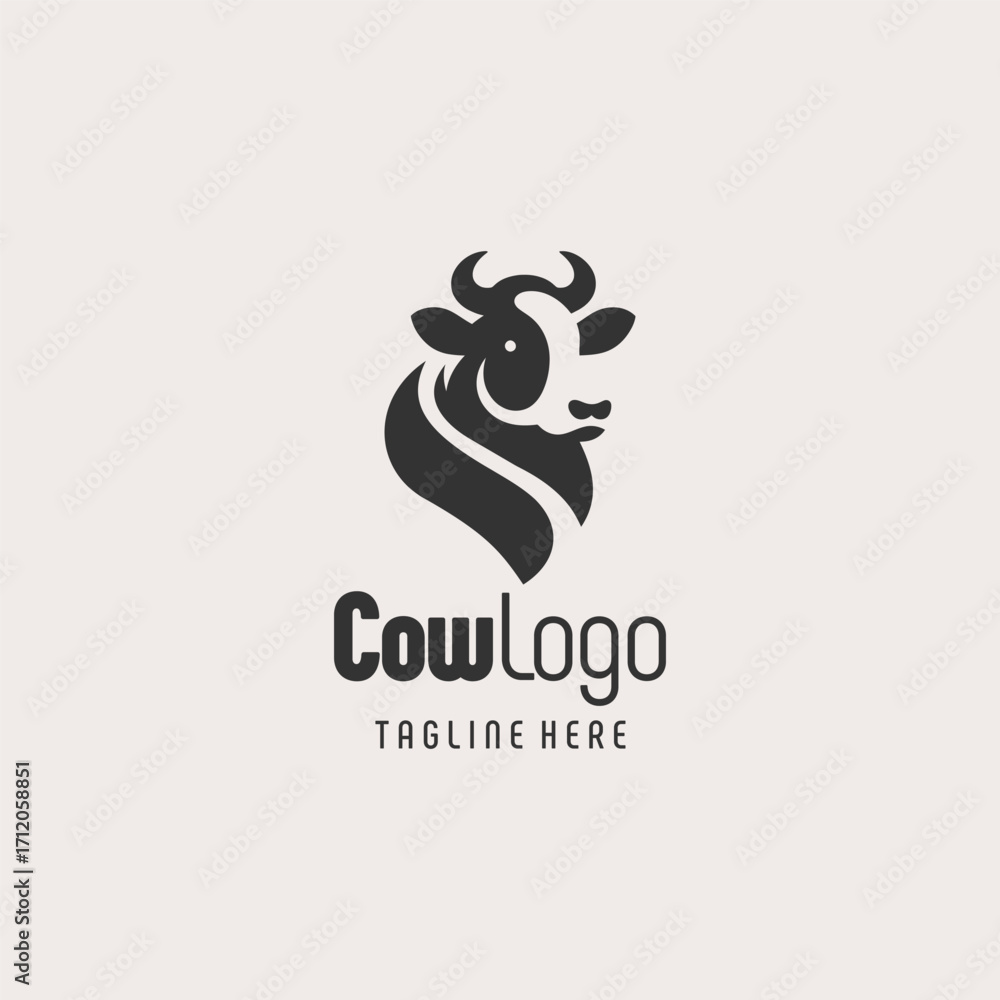 Fototapeta premium Contemporary Black White Cow Emblem