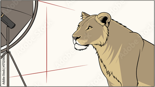 Lioness portrait studio lighting wildlife illustration big cat art animal photography vector graphic feline design jungle animal safari theme nature illustration wild animal art cartoo.