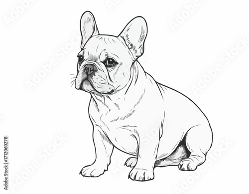 French bulldog puppy hand drawn sketch Vector illustration.