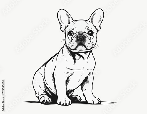 French bulldog puppy hand drawn sketch Vector illustration.