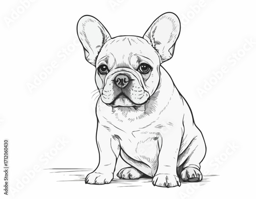 French bulldog puppy hand drawn sketch Vector illustration.