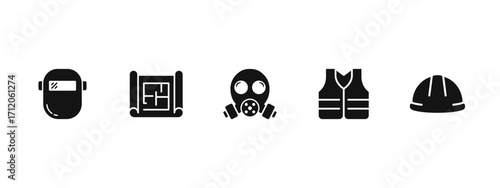 Engineering equipment icon set. Engineering tools symbols. Vector illustration.