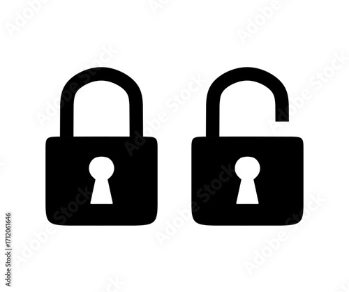 lock and unlock icon vector on white background