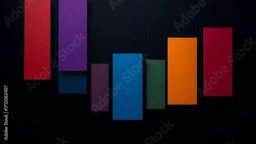 Abstract colorful rectangular shapes on a dark background, embodying a minimalist tech aesthetic.