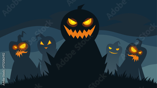 Eerie Shadows Cast by Glowing Jack-o'-Lanterns