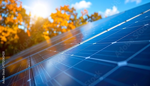Realistic imagery of renewable energy infrastructure: wind turbines, solar parks and sustainable power solutions in autumn landscapes. Ideal for themes of sustainability, climate change, innovation an