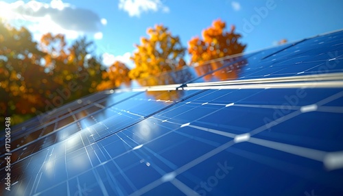 Realistic imagery of renewable energy infrastructure: wind turbines, solar parks and sustainable power solutions in autumn landscapes. Ideal for themes of sustainability, climate change, innovation an