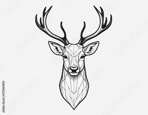 Stag deer head sketch vector graphics monochrome black-and-white drawing Vector illustration
