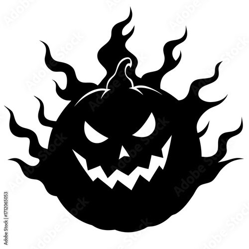 Jack O Lantern In Spooky Fog Icon Vector Silhouette