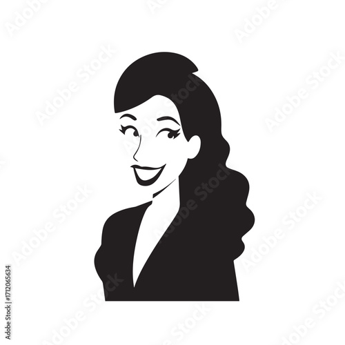 Beautiful Woman in Formal Dress Black and White Illustration Vector Art Design