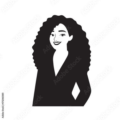 Beautiful Woman in Formal Dress Black and White Illustration Vector Art Design