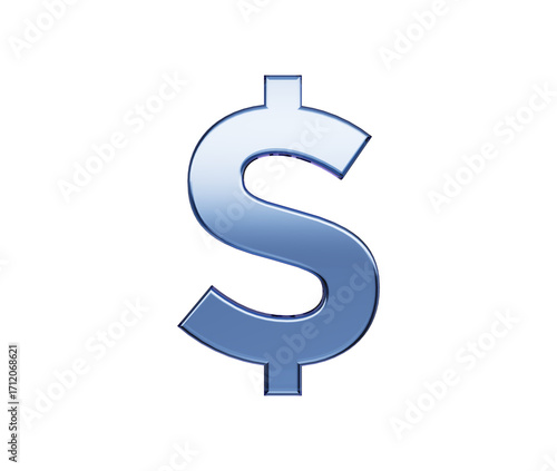 Shining 3D dollar currency symbol in metallic blue representing finance. 3d illustration