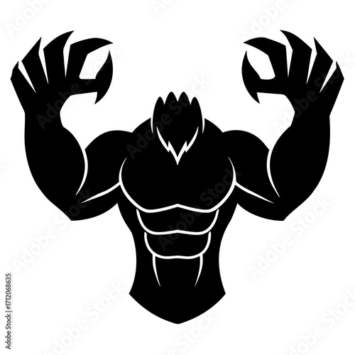 Monster Hand With Exaggerated Muscles Icon Vector Silhouette