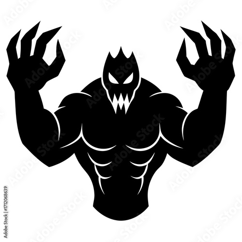 Monster Hand With Exaggerated Muscles Icon Vector Silhouette