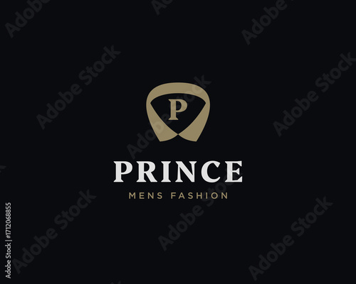 P letter suit apparel clothing monogram logo vector icon illustration