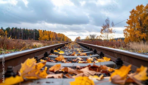 Realistic railway transport scenes: freight trains, passenger trains and railway stations in autumn landscapes. Perfect stock imagery for transport, infrastructure and global logistics themes.