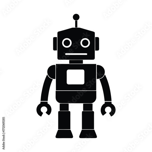 friendly mascot style robot silhouette