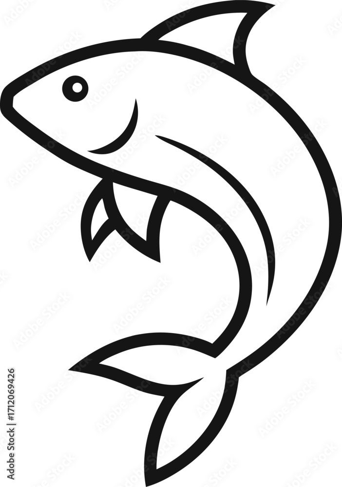 Obraz premium Sheet fish outline icon vector on white background
