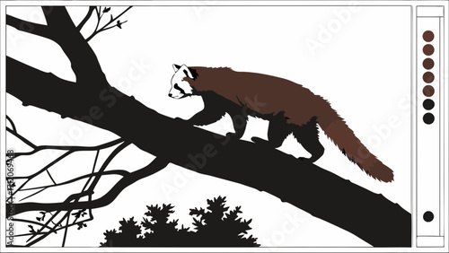 Red Panda on a Tree Branch Wildlife Illustration Nature Clipart.