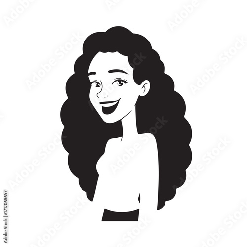 Beautiful Woman in Formal Dress Black and White Illustration Vector Art Design