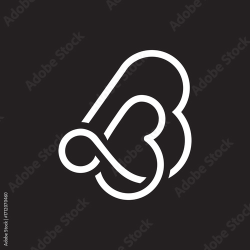 the logo consists of the letter BB mono line. Abstract, outline and elegant.