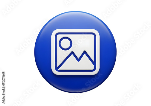 Abstract digital icon representing image gallery and media collection in blue circle isolated on transparent background