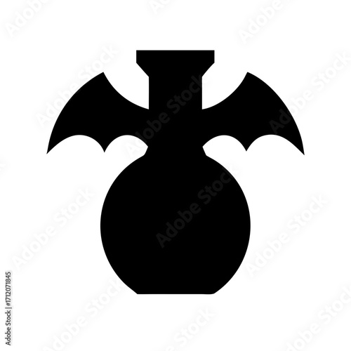 Potion Bottle With Bat Wings Icon Vector Silhouette