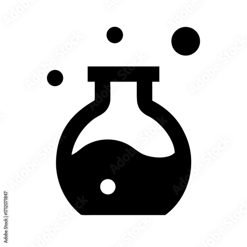 Potion Bottle With Bubbling Liquid Icon Vector Silhouette