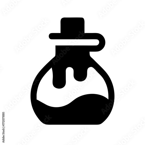 Potion Bottle With Dripping Wax Icon Vector Silhouette