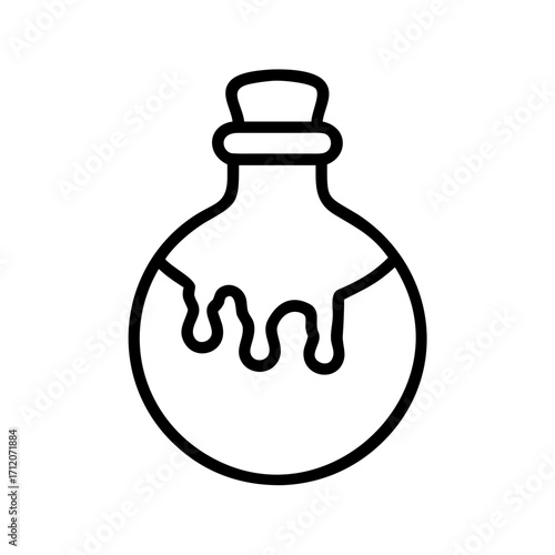 Potion Bottle With Dripping Poison Icon Line Art