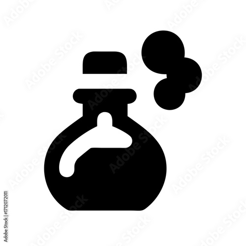 Potion Bottle With Smoke Cloud Icon Vector Silhouette
