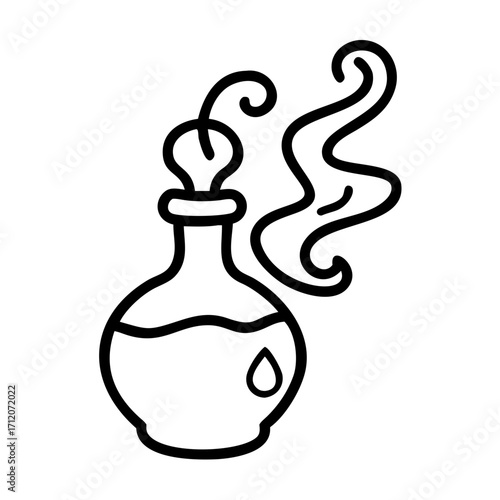 Potion Bottle With Smoke Swirl Icon Line Art