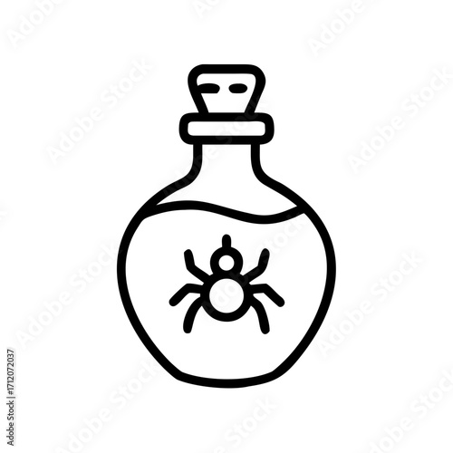 Potion Bottle With Spider Inside Icon Line Art