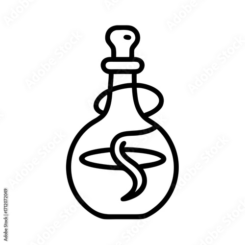 Potion Bottle With Snake Wrapping Icon Line Art