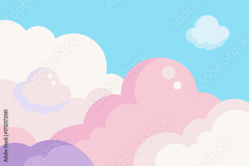 Cotton Candy Pastel Sky With Soft Clouds