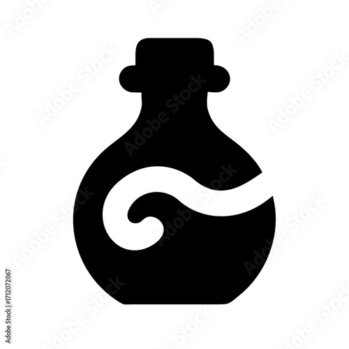 Potion Bottle With Swirling Liquid Icon Vector Silhouette