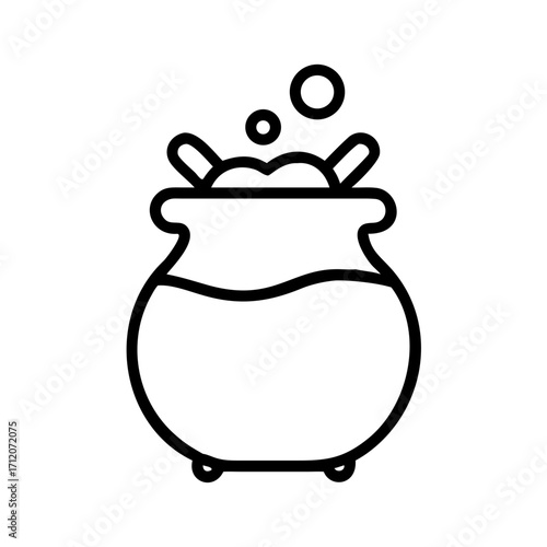 Potion Cauldron Style Bottle Icon Line Art
