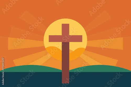 Cross With Glowing Sunrise Background
