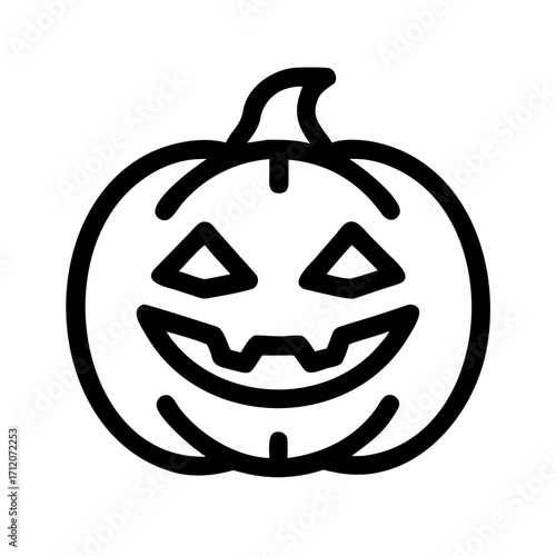 Pumpkin Side Profile With Carved Expression Icon Vector