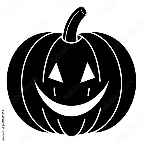 Pumpkin Side Profile Smiling Icon Vector Silhouette