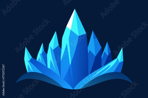Crystal Ice Waves Glowing In Blue Light