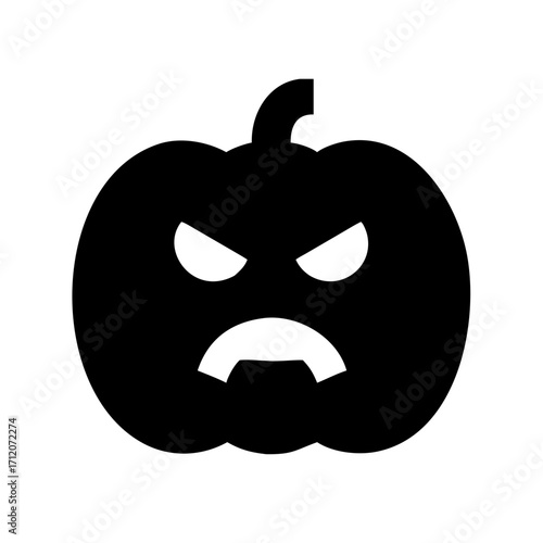 Pumpkin Silhouette With Anger Icon Vector Silhouette