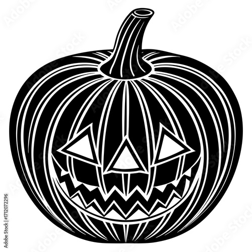 Pumpkin Silhouette Carved Icon Vector Silhouette