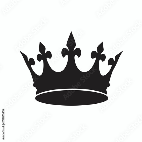Black silhouette of a simple crown, plain white background