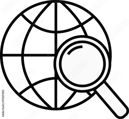 Global Search Icon – Internet Search, World Wide Web, Magnifying Glass, Vector Illustration. Resize and editable, EPS 10.