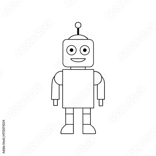 funny cartoon robot with oversized head and tiny