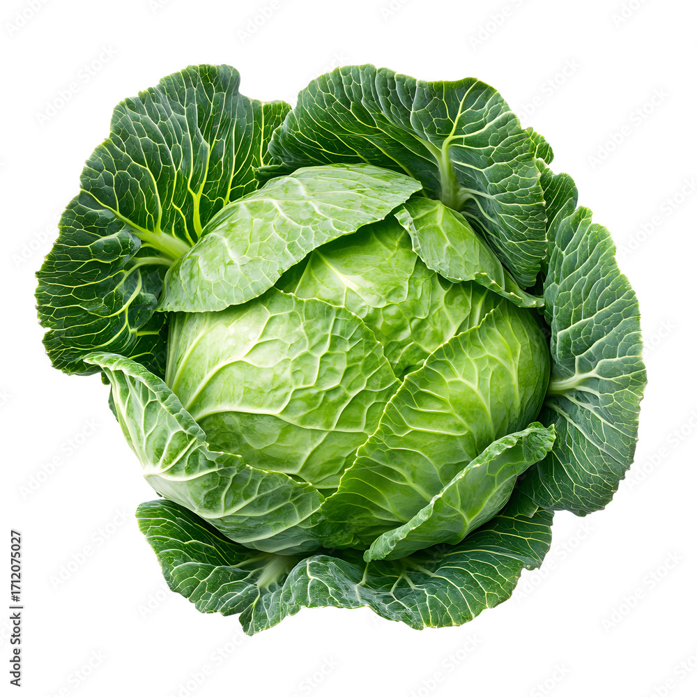 Obraz premium Fresh Green Cabbage Isolated on Transparent Background for Professional Designs